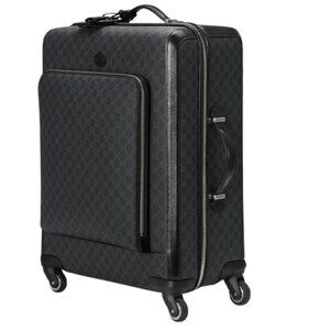 Gucci Black Azalea GG Canvas Supreme Rolling Trolley Luggage